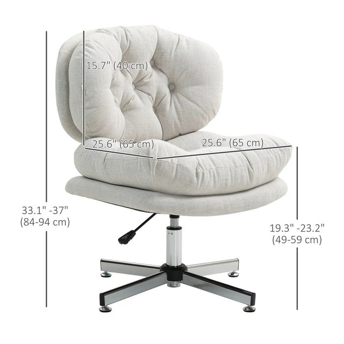 Aosom Homcom Computer Desk Chair, Armless office Chair with Wide Padded Seat and Adjustable Heig in Cream White