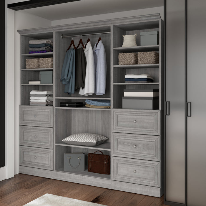 Modubox Versatile 86W Closet Organizer with Drawers in Platinum Grey