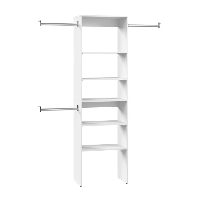 Modubox Carina Closet 24W 5 Shelf Closet Organizer with Clothing Rods in White