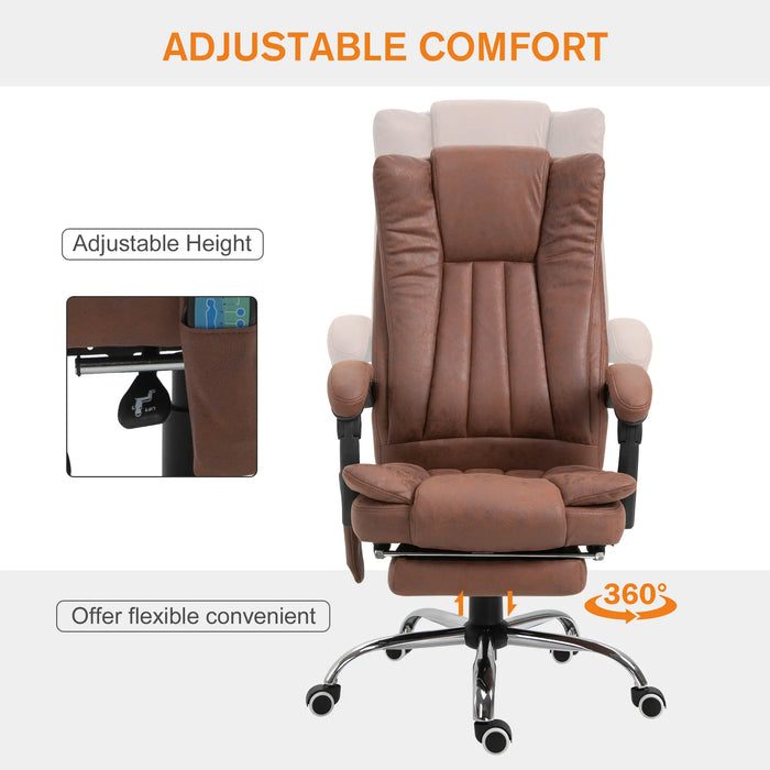 Aosom Vinsetto office Chair 6-Point Vibration Massage Chair Micro Fibre Recliner with Retractable Footrest in Brown