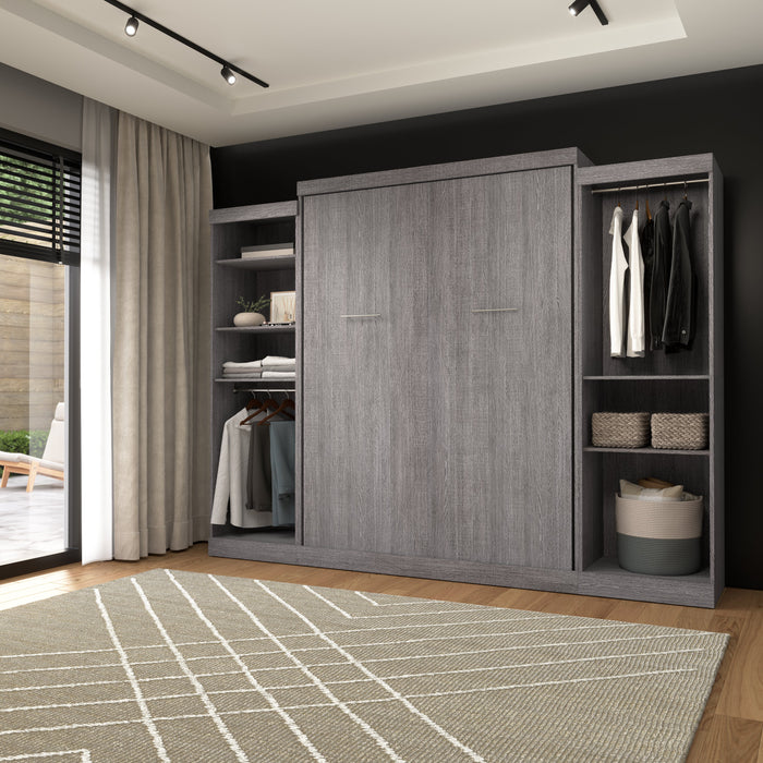 Modubox Nebula Queen Murphy Bed with 2 Closet Organizers (115W) in Bark Grey