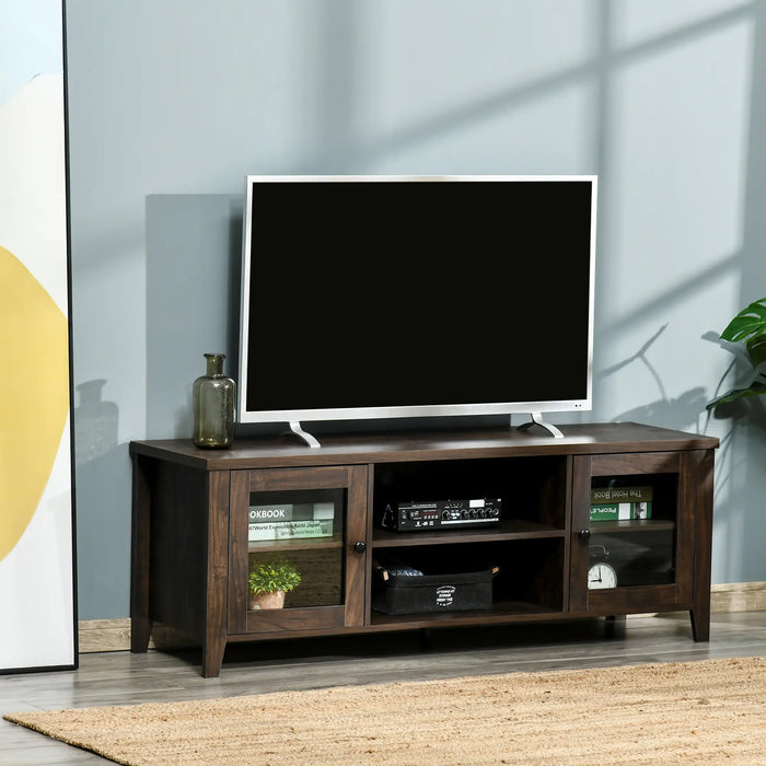 Aosom Homcom Fireplace Tv Stand For Tvs Up To 60 inches, Wood Tv Cabinet W/ Storage Doors Or Living Room, offic in Coffee