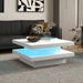 Aosom Homcom Square Coffee Table with 7 Led Lights and Remote in 2-Tier Modern Centre Table For Living Room in White