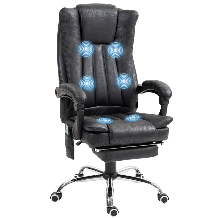 Aosom Vinsetto office Chair 6-Point Vibration Massage Chair Micro Fibre Recliner with Retractable Footrest in Black