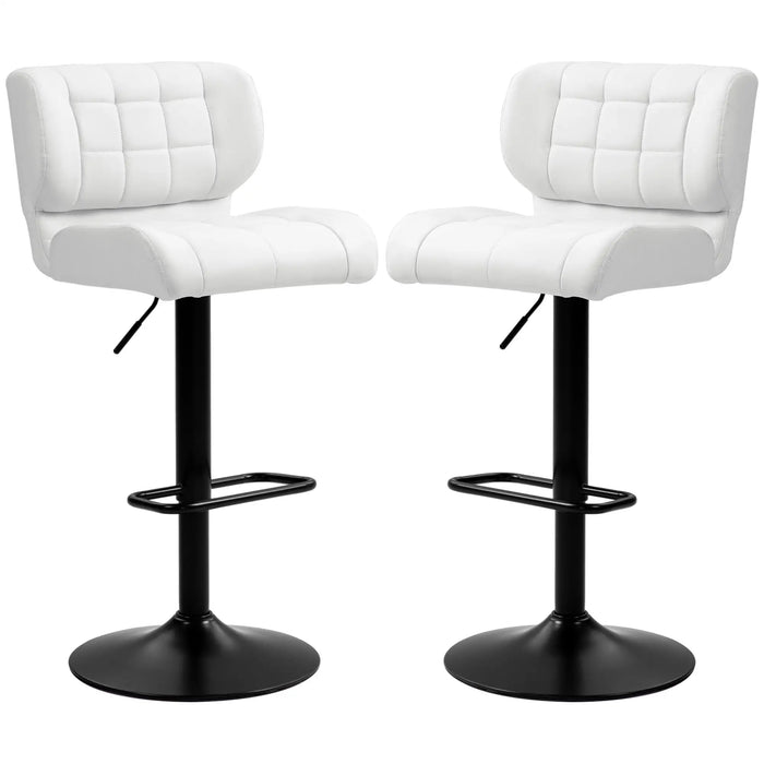 Aosom Homcom Swivel Pu Leather Barstools Set of 2 Adjustable Bar Stools with Footrest Back For Kitchen Counter Dining Room in White