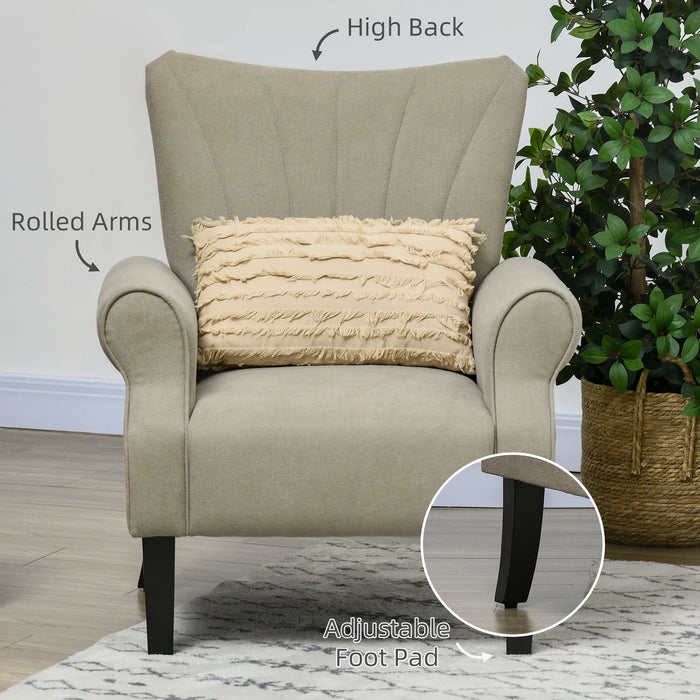 Aosom Homcom Fabric Armchair, Modern Accent Chair with Wood Legs For Living Room, Bedroom, Home offic in Beige