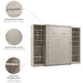 Modubox Key West 111W Full Murphy Bed with Closet Organizers (113W) in Linen White Oak