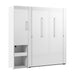 Modubox Avalon High Gloss Full Murphy Bed and Storage Cabinet with Pull-Out Shelf (81W) in High Gloss White