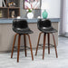 Aosom Homcom Bar Height Bar Stools Set of 2, Mid-Back Bar Chairs with Pu Leather Upholstery and Solid Wood Legs For Kitchen in Black