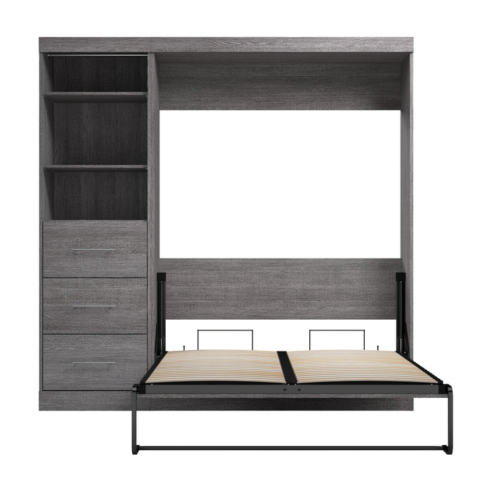 Modubox Nebula Full Murphy Bed and Closet Organizer with Drawers (84W) in Bark Grey