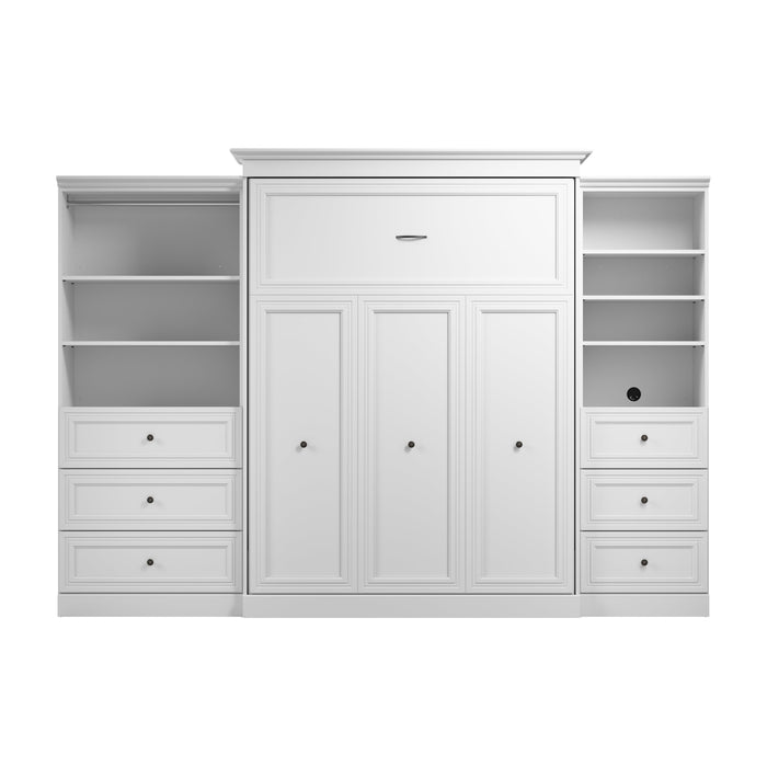 Modubox Versatile Queen Murphy Bed and Closet Organizers with Drawers (126W) in White