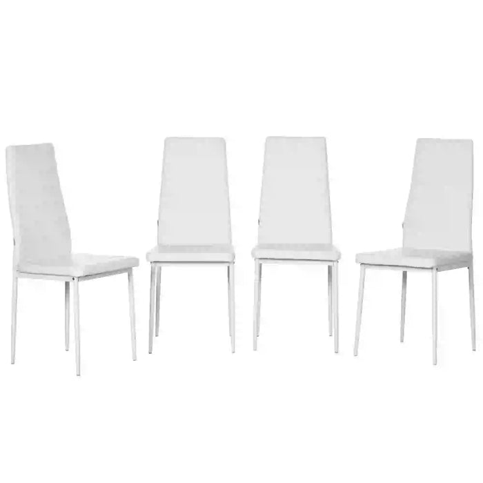 Aosom Homcom High Back Dining Chairs, Modern Upholstered Pu Leather Accent Chairs with Metal Legs For Kitchen, Set of 4 in White