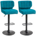 Aosom Homcom Swivel Pu Leather Barstools Set of 2 Adjustable Bar Stools with Footrest Back For Kitchen Counter Dining Room in Blue