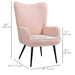 Aosom Homcom Accent Sherpa Chair, Upholstered Armchair, Fluffy Wingback Chair For Living Room, Reading Room, Cream White in Pink, Black