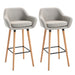 Aosom Homcom Modern Bar Stools Set of 2, 31.5" Barstools with Linen Fabric and Solid Wood Legs, Backrest and Footrest, Dining Room Kitchen Counter in Beige