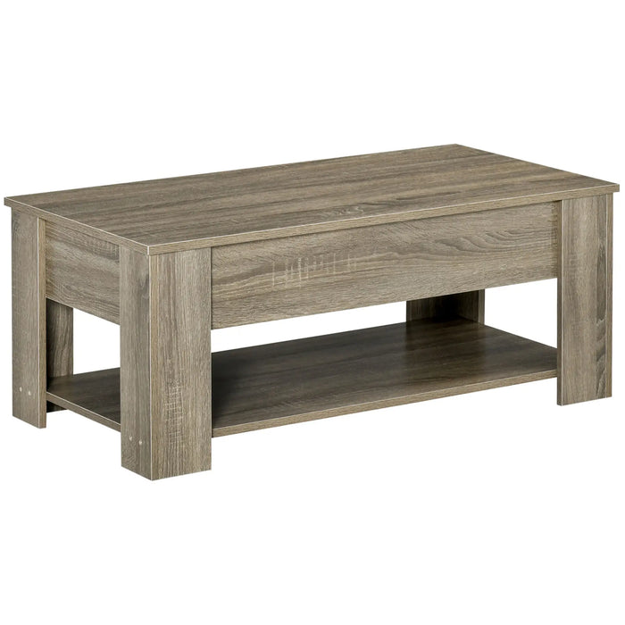 Aosom Homcom Lift Top Coffee Table with Hidden Storage Compartment and Open Shelf, Centre Table For Living Room in Grey