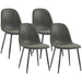 Aosom Homcom Retro Dining Table Chairs Set of 4, Pu Leather Upholstered Kitchen Table Chairs For Living Room, Bedroom in Dark Grey