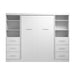 Modubox Nebula Full Murphy Bed and 2 Closet Organizers with Drawers (109W) in White