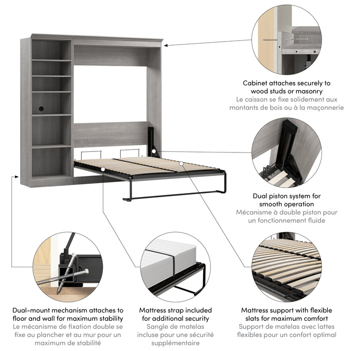 Versatile Full Murphy Wall Bed and 1 Storage Unit - Available in 3 Colours