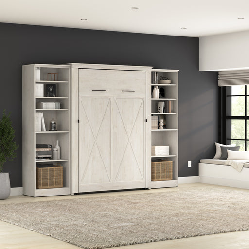 Modubox Key West 111W Full Murphy Bed with Closet Organizers (113W) in Linen White Oak