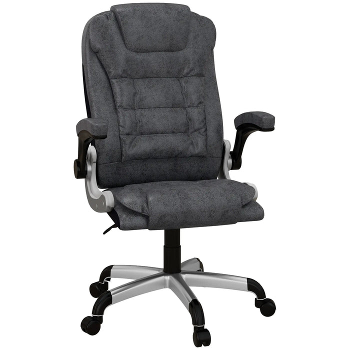 Aosom Vinsetto Heavy Duty Microfibre office Chair in Big and Tall Computer Chair with Flip-Up Arm in 400Lbs in Charcoal Grey