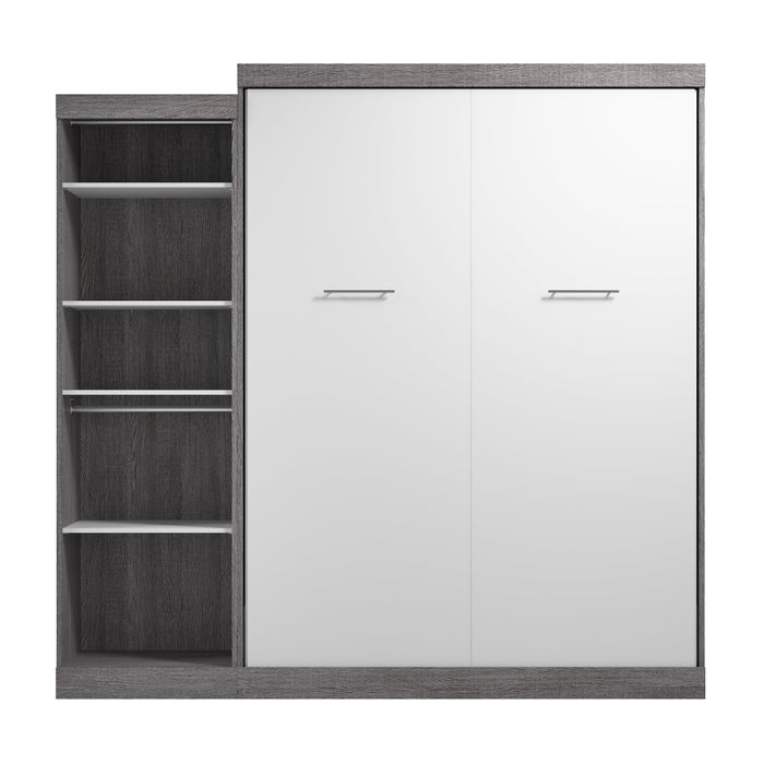 Modubox Nebula Queen Murphy Bed with Closet Organizer (90W) in Bark Grey & White