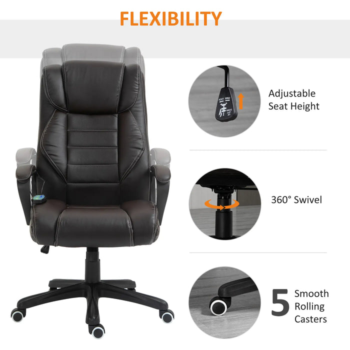 Aosom Vinsetto Massage office Chair, High Back Executive office Chair with 6-Point Vibration, Adjustable Height, Swivel Seat and Rocking Functi in Brown