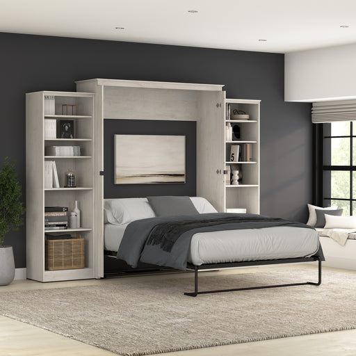 Modubox Key West 117W Queen Murphy Bed with Closet Organizers (119W) in Linen White Oak