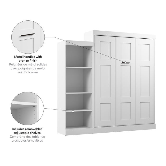 Modubox Edge 91W Queen Murphy Bed with Closet Organizer (90W) in White