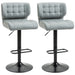 Aosom Homcom Swivel Pu Leather Barstools Set of 2 Adjustable Bar Stools with Footrest Back For Kitchen Counter Dining Room in Grey