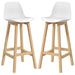 Aosom Homcom Bar Height Stools Set of 2, Pu Leather Upholstered Stools For Kitchen Island, Modern Bar Chairs with Backs in White, Natural