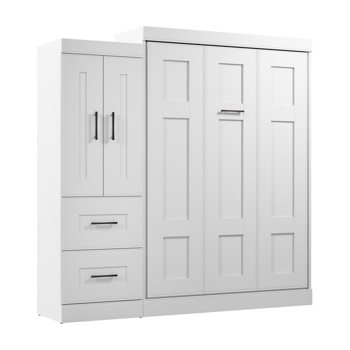 Modubox Edge Full Murphy Bed with Wardrobe (85W) in White