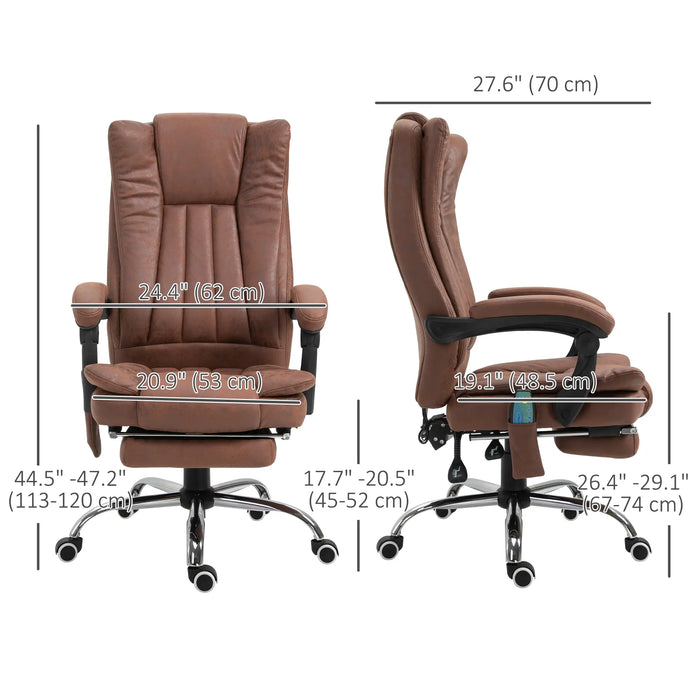 Aosom Vinsetto office Chair 6-Point Vibration Massage Chair Micro Fibre Recliner with Retractable Footrest in Brown