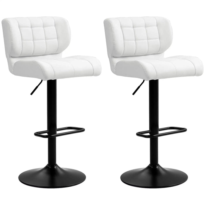 Aosom Homcom Swivel Pu Leather Barstools Set of 2 Adjustable Bar Stools with Footrest Back For Kitchen Counter Dining Room in White