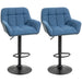 Aosom Homcom Swivel Barstools Set of 2 Adjustable Bar Stools with Footrest Armrests and Pu Leather Back For Dining Room in Dark Blue