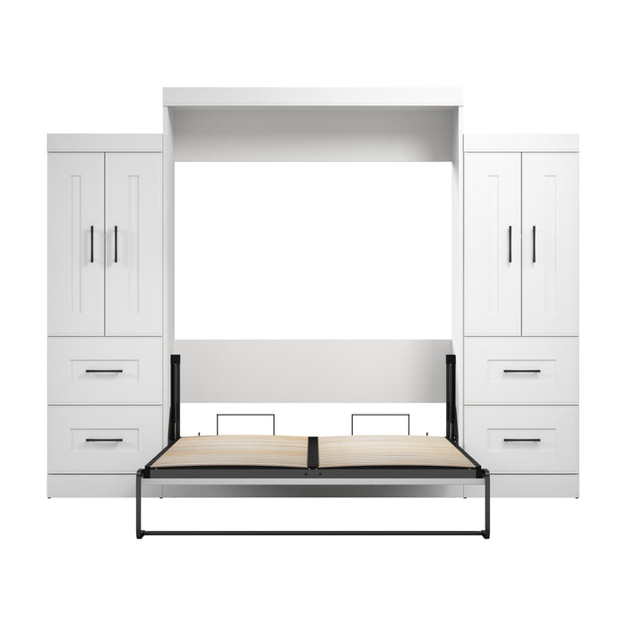 Modubox Edge 116W Queen Murphy Bed and Wardrobes (115W) in White