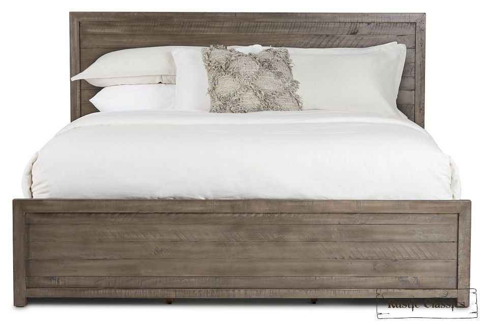 Whistler Reclaimed Wood Platform Bed with 4 Storage Drawers in Grey - Available in 2 Sizes