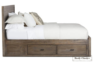 Whistler Reclaimed Wood Platform Bed with 4 Storage Drawers in Grey - Available in 2 Sizes