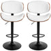 Aosom Homcom Bar Stools Set of 2, Modern Pu Leather Adjustable Swivel Barstools with Curved Back, Footrest and Steel Bas in White