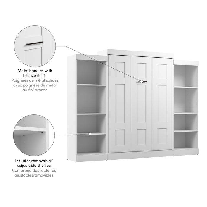 Modubox Edge Full Murphy Bed with Closet Organizers (110W) in White