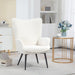 Aosom Homcom Accent Sherpa Chair, Upholstered Armchair, Fluffy Wingback Chair For Living Room, Reading Roo in Cream White, Black