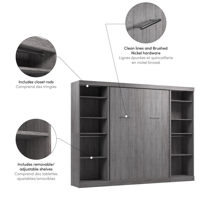 Modubox Nebula Full Murphy Bed and 2 Closet Organizers (109W) in Bark Grey