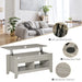 Aosom Homcom Lift Top Coffee Table with Hidden Storage Compartment and Open Shelves, Lift Tabletop Pop-Up Centre Table For Living Room,  Effec in Light Grey