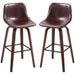 Aosom Homcom Bar Height Bar Stools Set of 2, Mid-Back Bar Chairs with Pu Leather Upholstery and Solid Wood Legs For Kitche in Brown