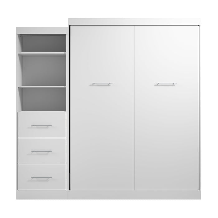 Modubox Nebula Queen Murphy Bed and Closet Organizer with Drawers (90W) in White