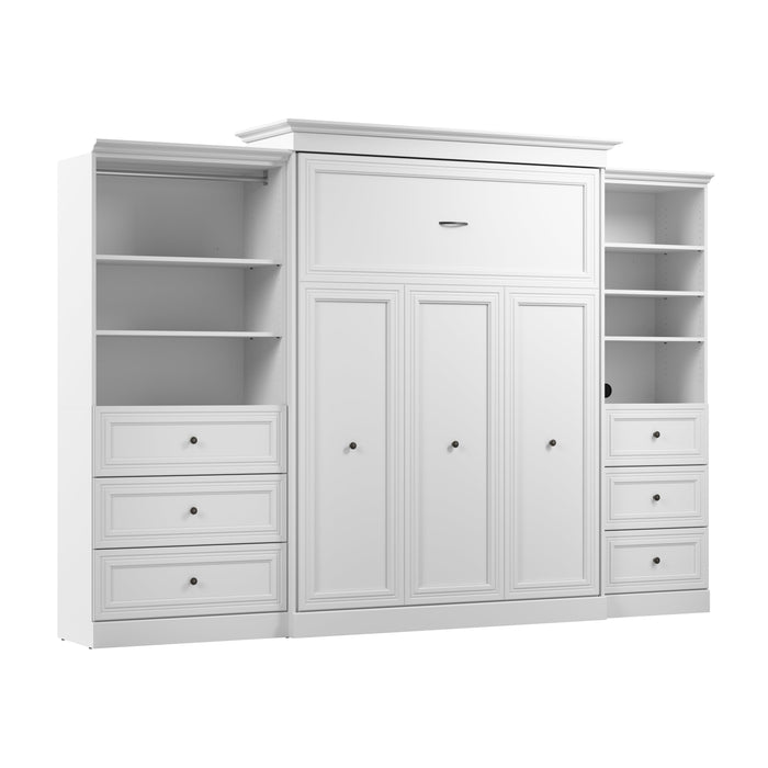 Modubox Versatile Queen Murphy Bed and Closet Organizers with Drawers (126W) in White