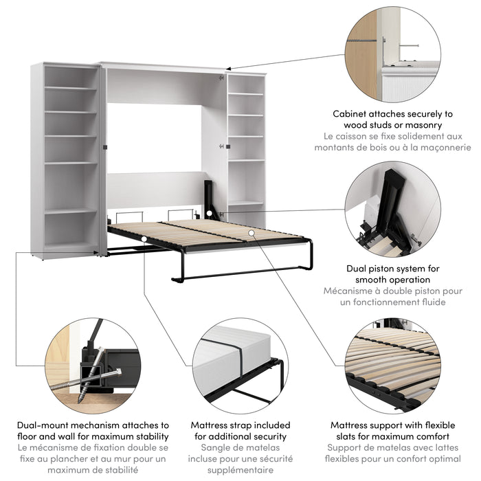 Modubox Key West 111W Full Murphy Bed with Closet Organizers (113W) in Pure White Oak