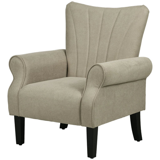 Aosom Chair Beige Fabric Armchair With Wood Legs - Available in 2 Colours