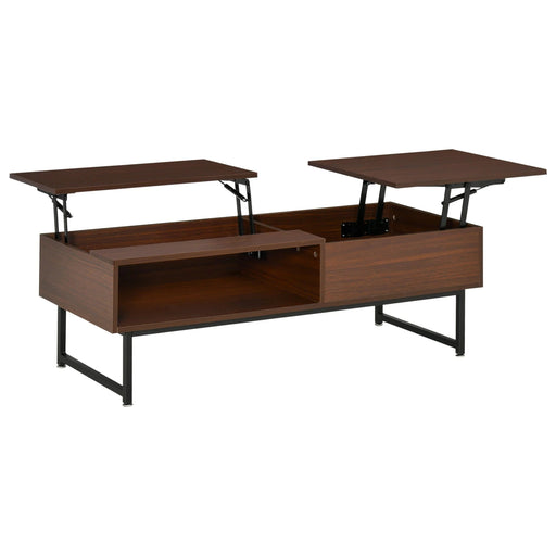 Aosom Coffee Table Brown Modern Lift Top Coffee Table with Hidden Storage and Metal Frame - Available in 2 Colours