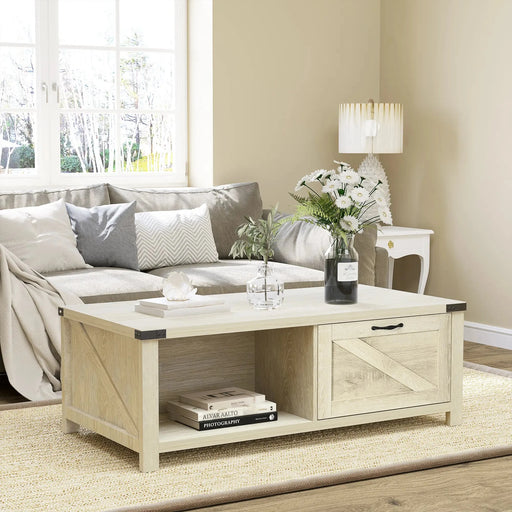 Aosom Coffee Table Coffee Table with Drawer And Open Storage Shelf - Available in 3 Colours